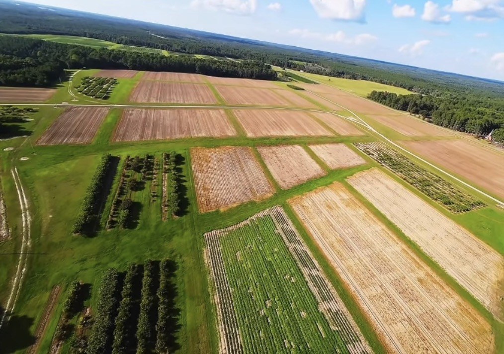 Aerial farmland and fields