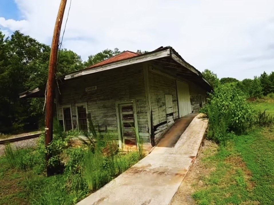 Historic wooden structure in the woods