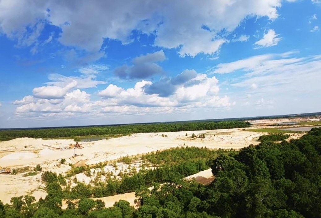 Aerial view of a sand mine