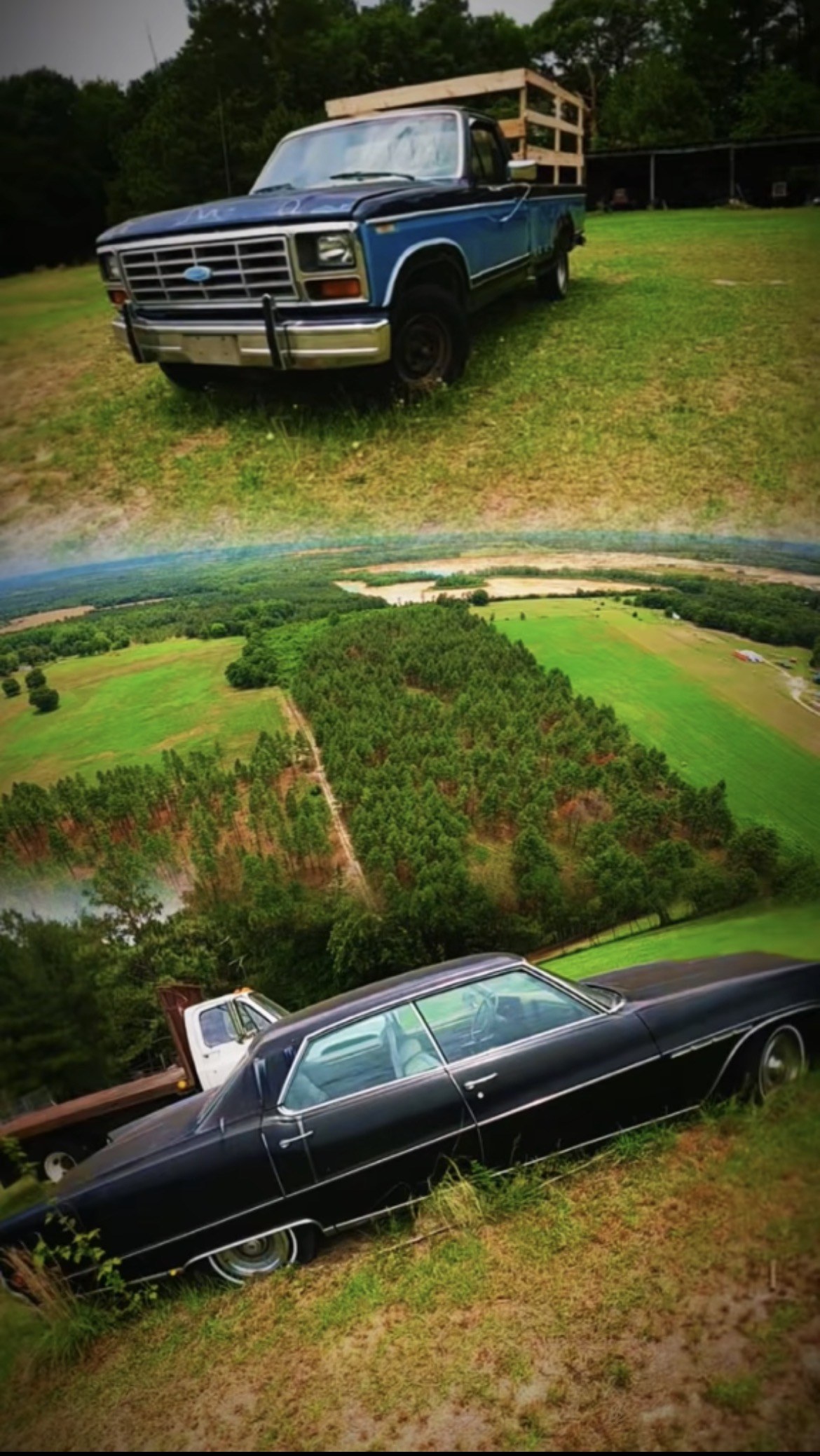 Farm vehicles and surrounding property
